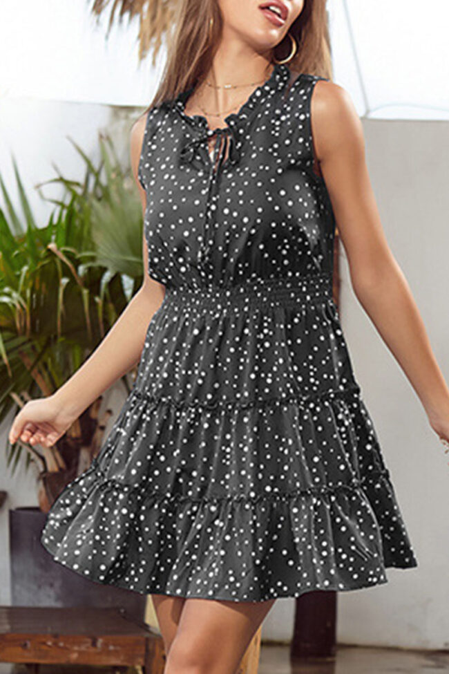 Fashion Street Dot Split Joint V Neck A Line Dresses