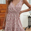 Fashion Casual Print Split Joint V Neck A Line Dresses