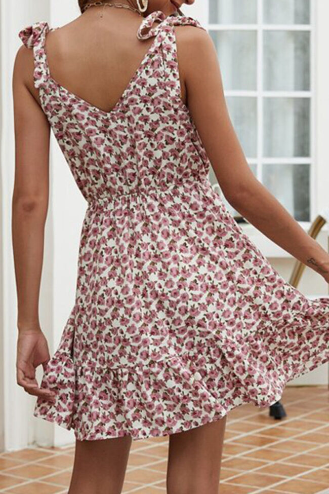 Fashion Casual Print Split Joint V Neck A Line Dresses