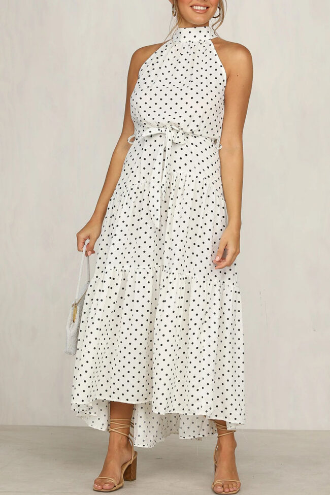 Fashion Street Dot Split Joint O Neck A Line Dresses