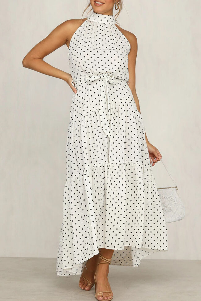 Fashion Street Dot Split Joint O Neck A Line Dresses