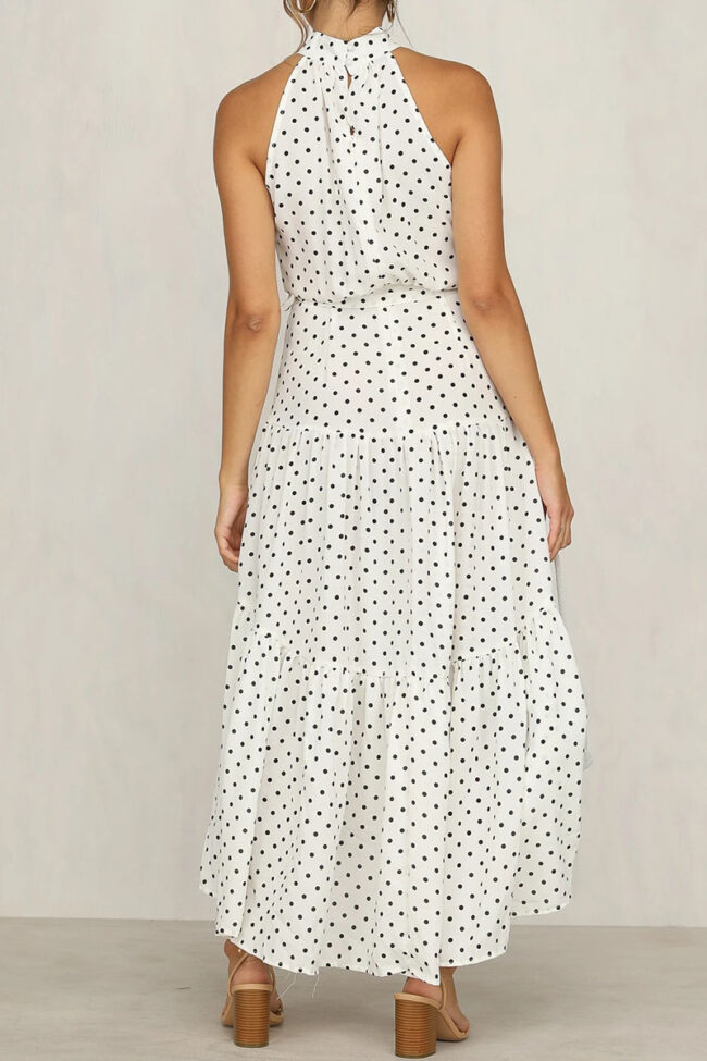 Fashion Street Dot Split Joint O Neck A Line Dresses