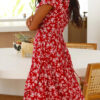 Fashion Sweet Print Split Joint V Neck A Line Dresses