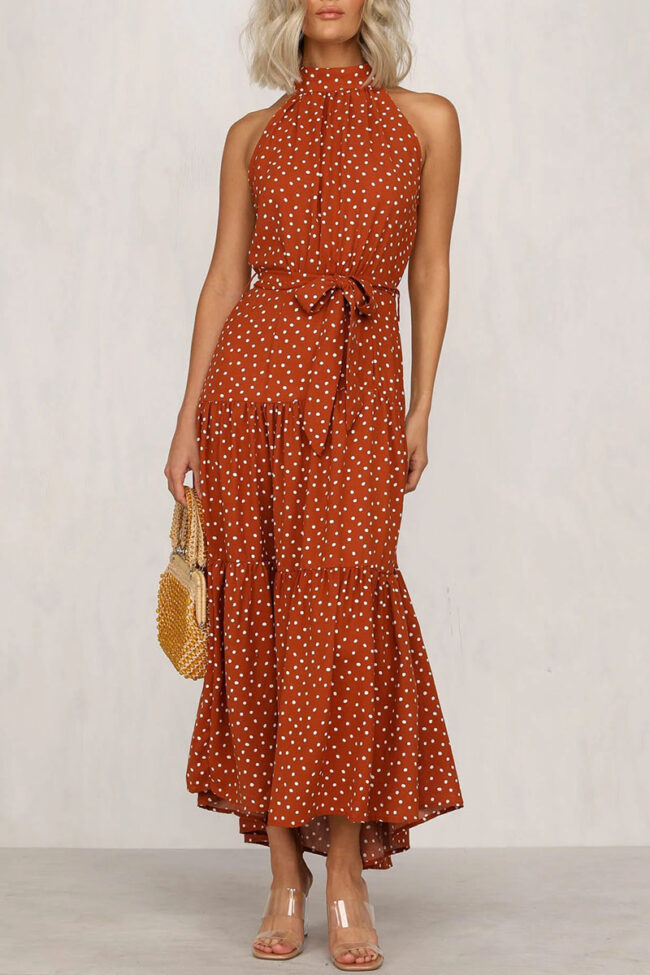 Fashion Street Dot Split Joint O Neck A Line Dresses