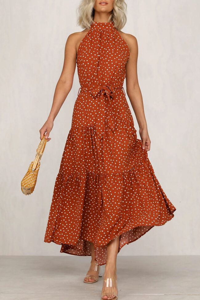 Fashion Street Dot Split Joint O Neck A Line Dresses