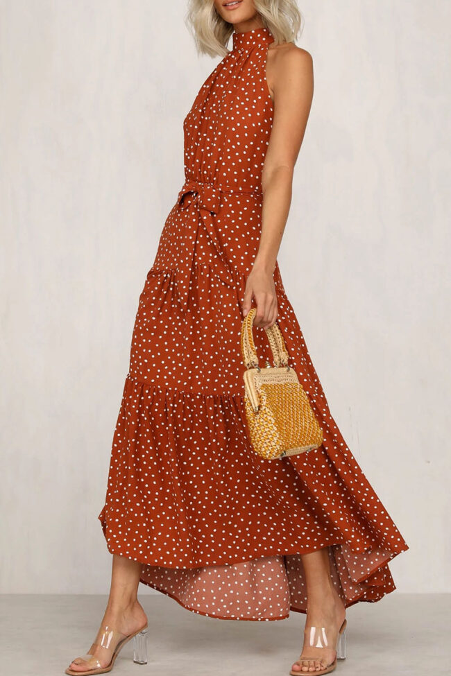 Fashion Street Dot Split Joint O Neck A Line Dresses