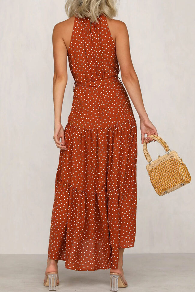 Fashion Street Dot Split Joint O Neck A Line Dresses