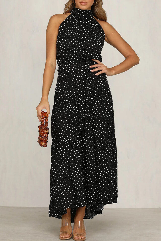 Fashion Street Dot Split Joint O Neck A Line Dresses