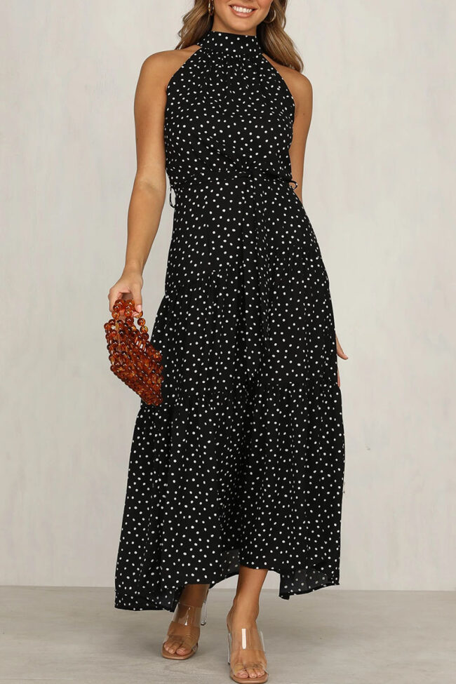 Fashion Street Dot Split Joint O Neck A Line Dresses