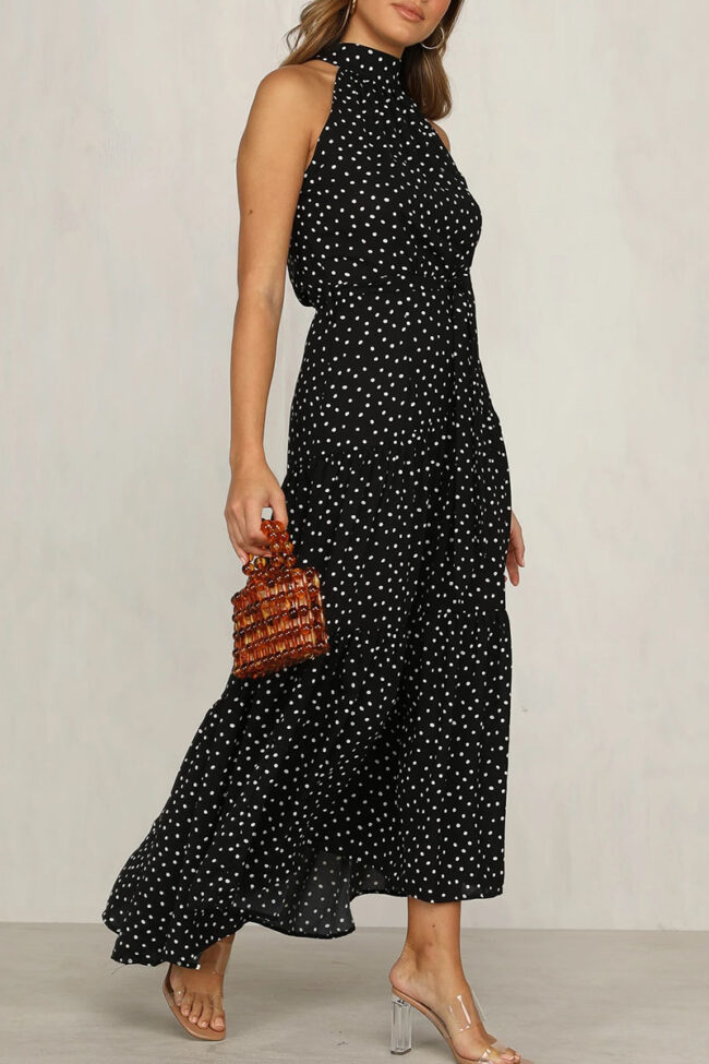 Fashion Street Dot Split Joint O Neck A Line Dresses