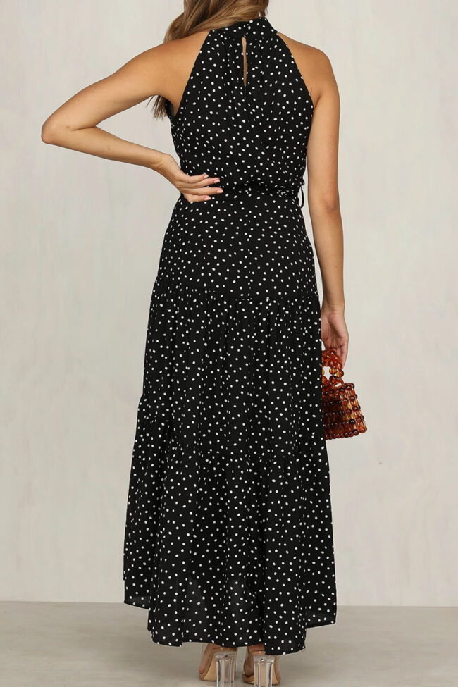 Fashion Street Dot Split Joint O Neck A Line Dresses