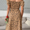 Fashion Street Leopard Slit Off the Shoulder A Line Dresses
