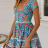 Fashion Street Print Split Joint V Neck A Line Dresses