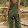 Fashion Casual Solid Frenulum V Neck Loose Jumpsuits