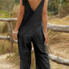 Fashion Casual Solid Frenulum V Neck Loose Jumpsuits