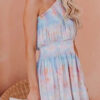 Fashion Casual Tie Dye Split Joint One Shoulder A Line Dresses