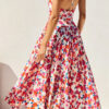 Fashion Street Print Split Joint O Neck A Line Dresses