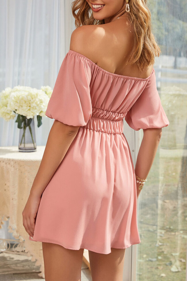 Simplicity Solid Split Joint Off the Shoulder A Line Dresses