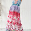 Fashion Bohemian Print Split Joint V Neck Waist Skirt Dresses