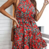 Fashion Casual Print Split Joint O Neck A Line Dresses