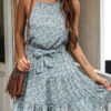 Fashion Casual Print Split Joint O Neck A Line Dresses