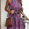 Fashion Casual Print Split Joint O Neck A Line Dresses