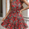 Fashion Casual Print Split Joint O Neck A Line Dresses