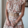 Fashion Casual Print Split Joint O Neck Cake Skirt Dresses