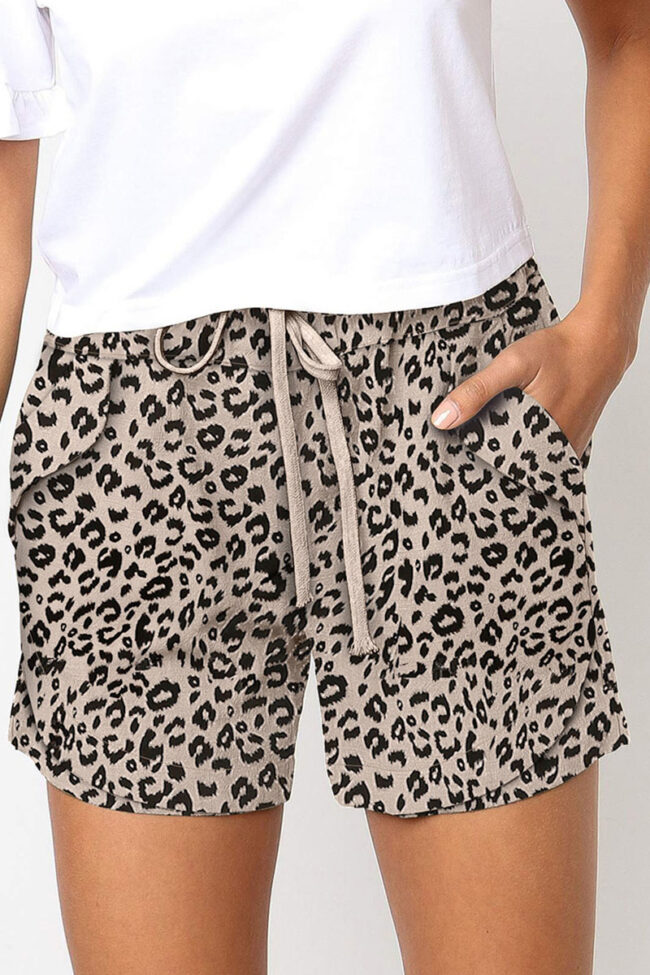 Fashion Casual Print Pocket Loose High Waist Straight Bottoms