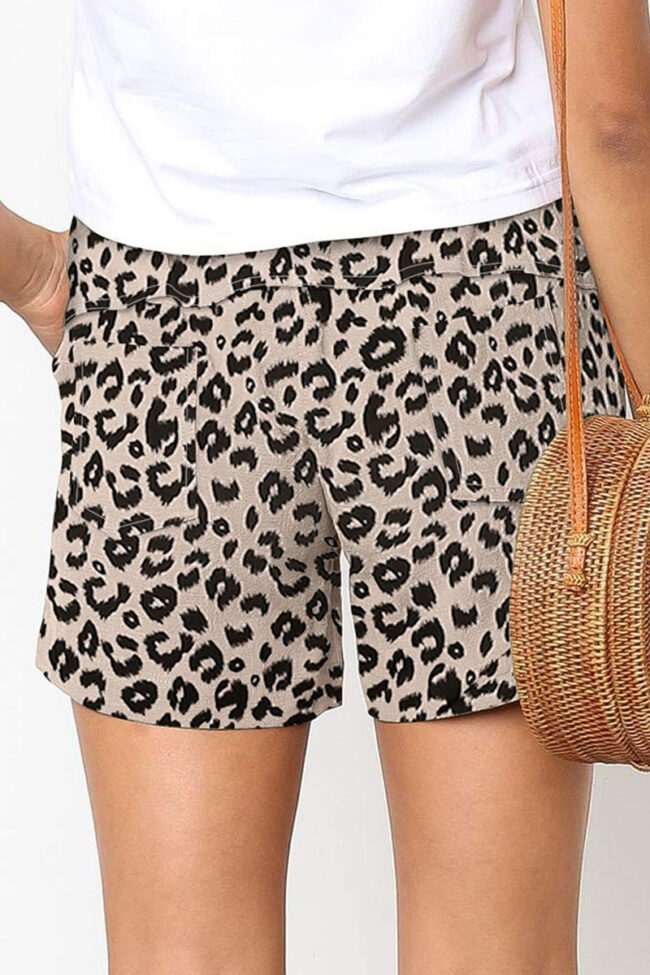 Fashion Casual Print Pocket Loose High Waist Straight Bottoms