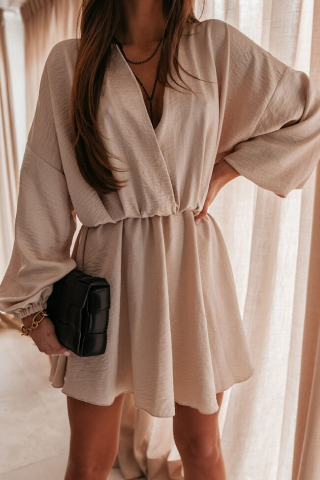 Fashion Casual Solid Split Joint V Neck A Line Dresses