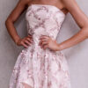 Fashion Street Print Split Joint Strapless A Line Dresses