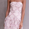 Fashion Street Print Split Joint Strapless A Line Dresses