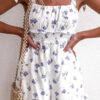 Fashion Sweet Print Split Joint Spaghetti Strap Loose Jumpsuits