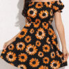 Fashion Casual Print Split Joint Off the Shoulder A Line Dresses