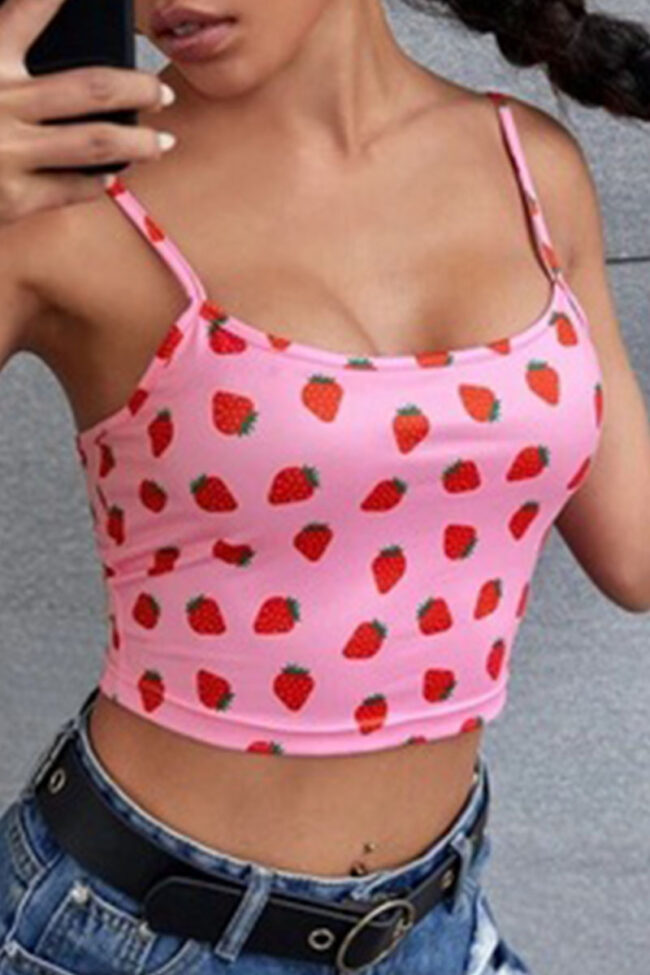 Fashion Casual Print Spaghetti Strap Tops