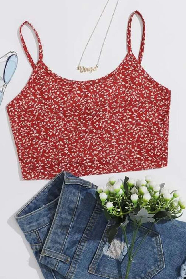 Fashion Casual Print Spaghetti Strap Tops