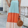 Bohemian Solid Split Joint Spaghetti Strap Sleeveless Dresses