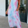 Fashion Casual Tie Dye V Neck Printed Dresses