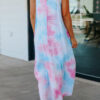 Fashion Casual Tie Dye V Neck Printed Dresses