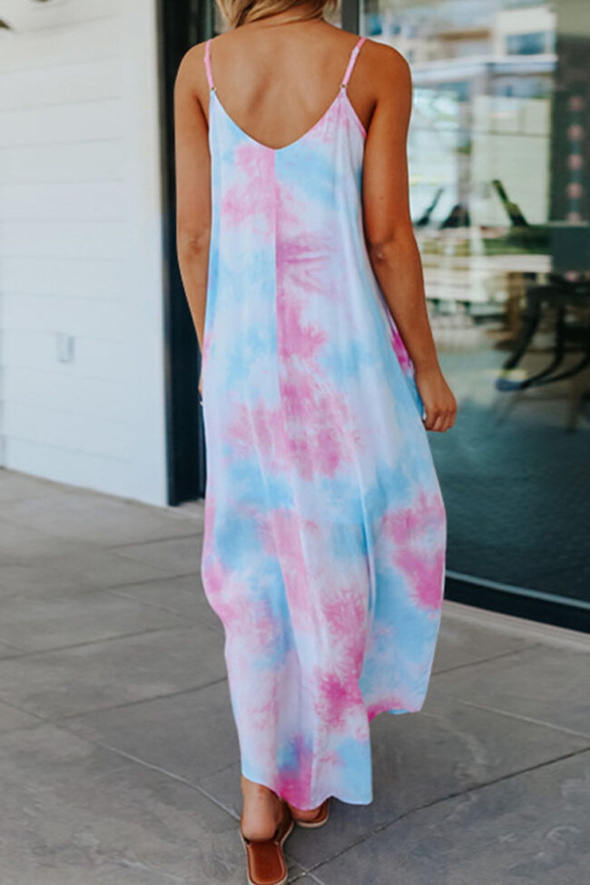 Fashion Casual Tie Dye V Neck Printed Dresses