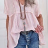 Fashion Casual Solid Split Joint V Neck Tops