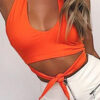 Fashion Street Solid Hollowed Out Halter Tops