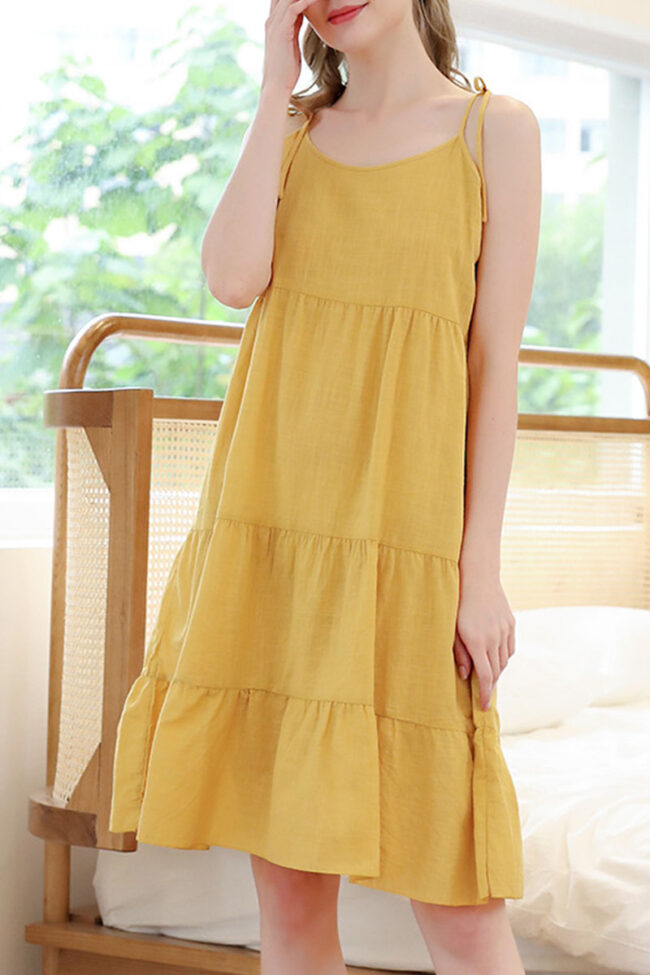 Casual Solid Split Joint Spaghetti Strap Princess Dresses