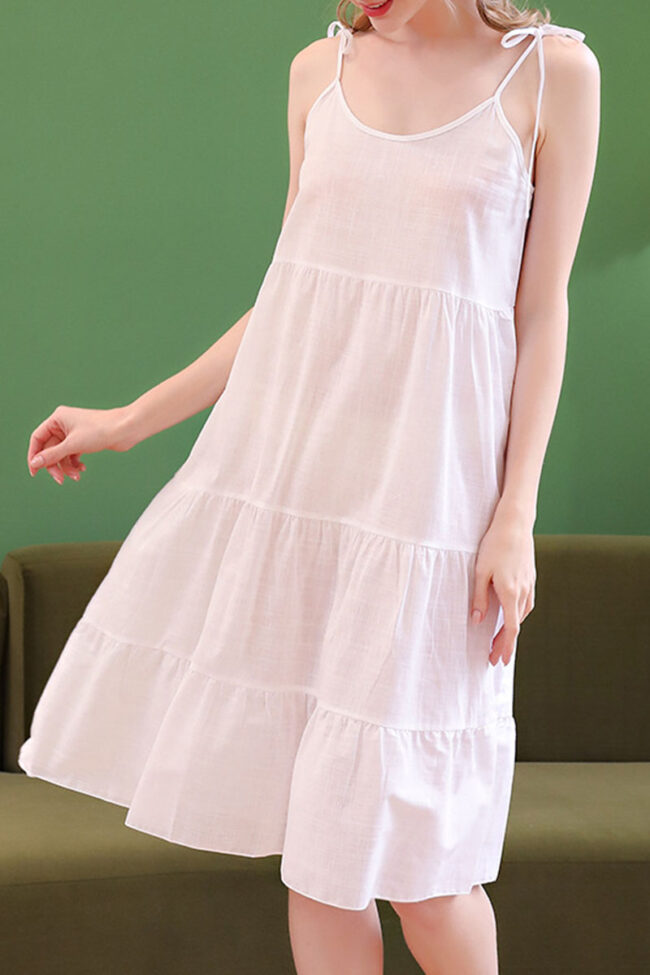 Casual Solid Split Joint Spaghetti Strap Princess Dresses