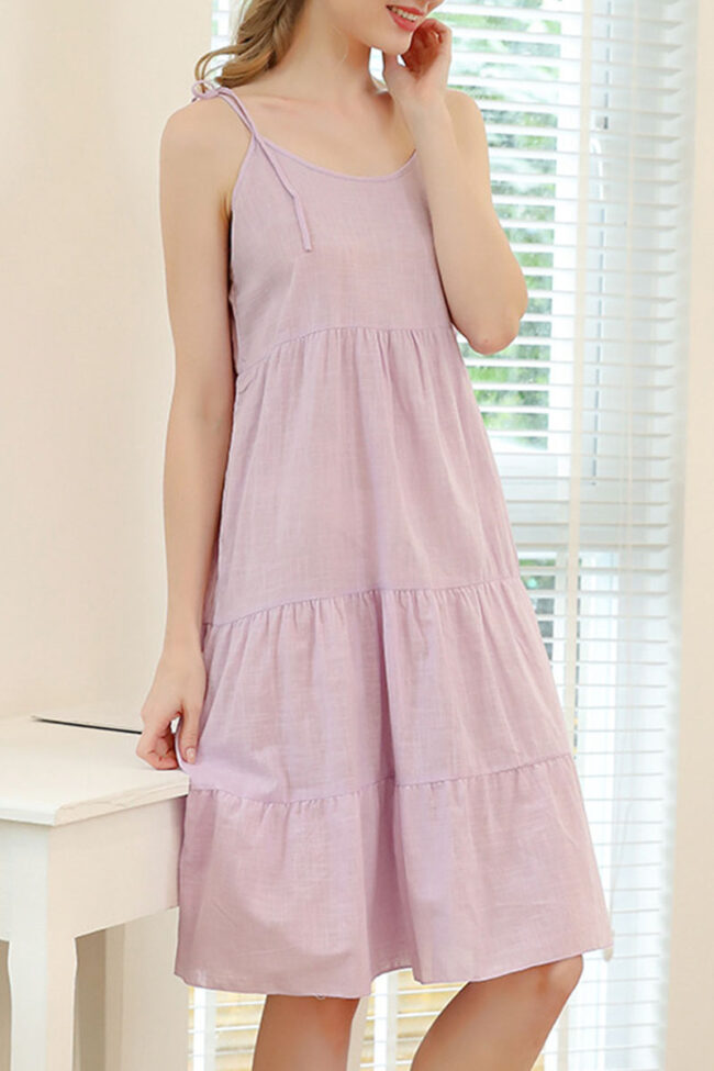 Casual Solid Split Joint Spaghetti Strap Princess Dresses