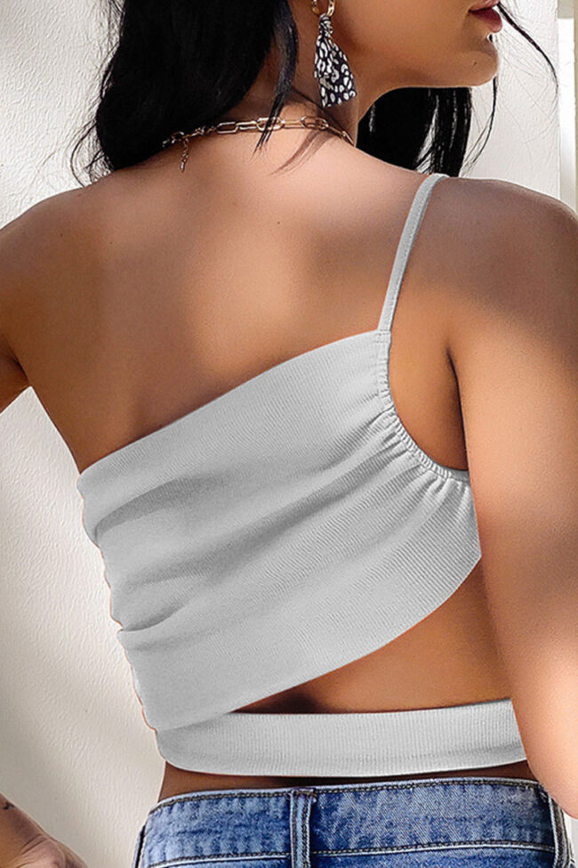 Fashion Street Solid Backless Spaghetti Strap Tops