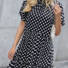 Fashion Casual Dot Split Joint O Neck A Line Dresses