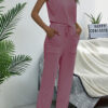 Fashion Casual Solid Frenulum O Neck Straight Jumpsuits