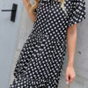 Fashion Casual Dot Split Joint O Neck A Line Dresses